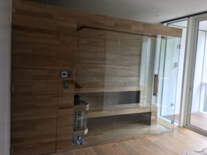 Sauna Portátil en Madera con Frente en Vidrio Templado